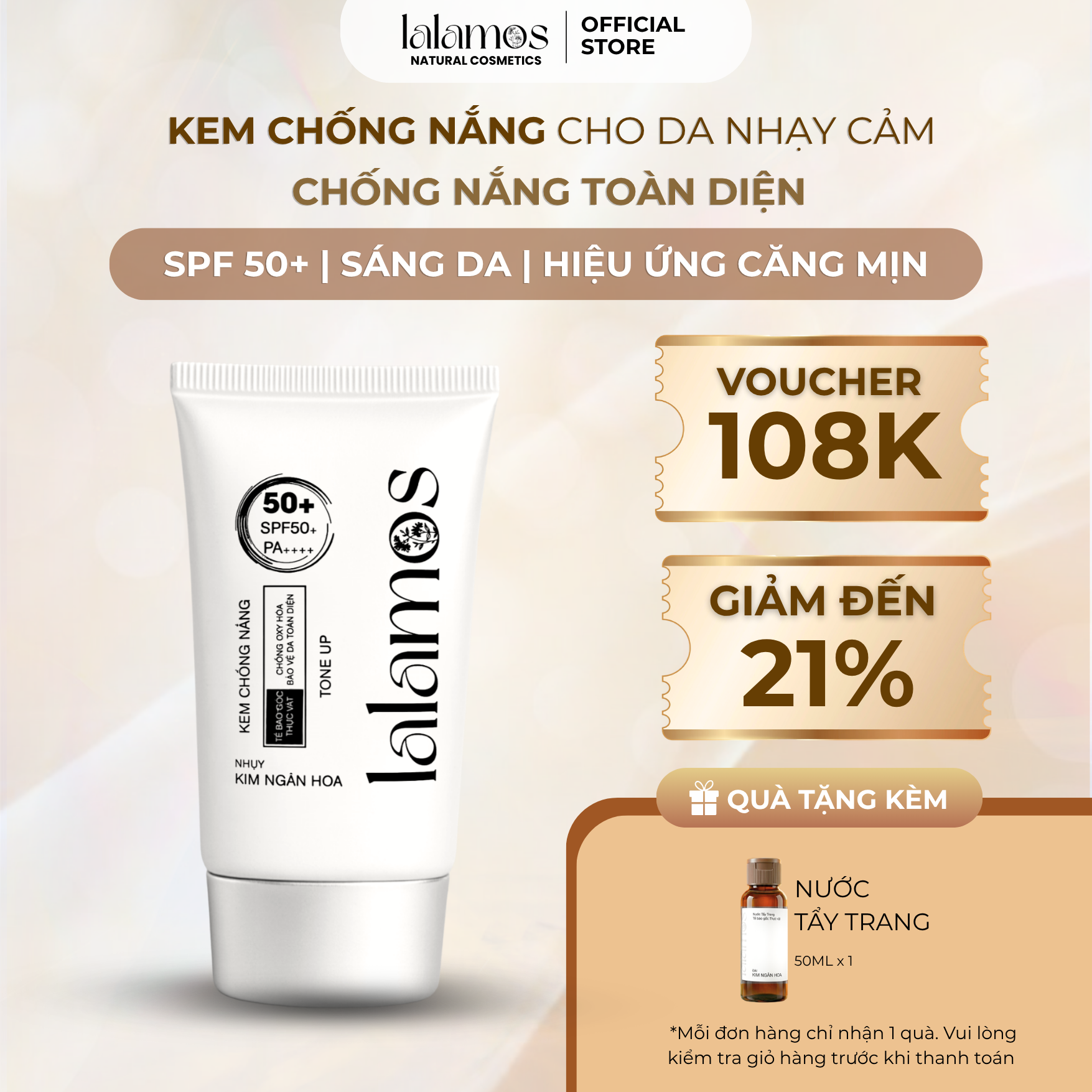KEM CHỐNG NẮNG NHỤY KIM NGÂN HOA TONE UP BẠC 50ML